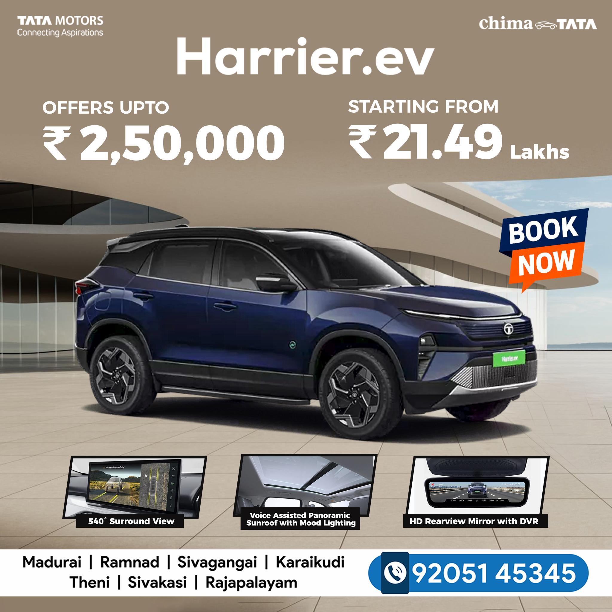 Chima TATA Facebook ad: **Experience the Future with the All-New Harrier.ev!**