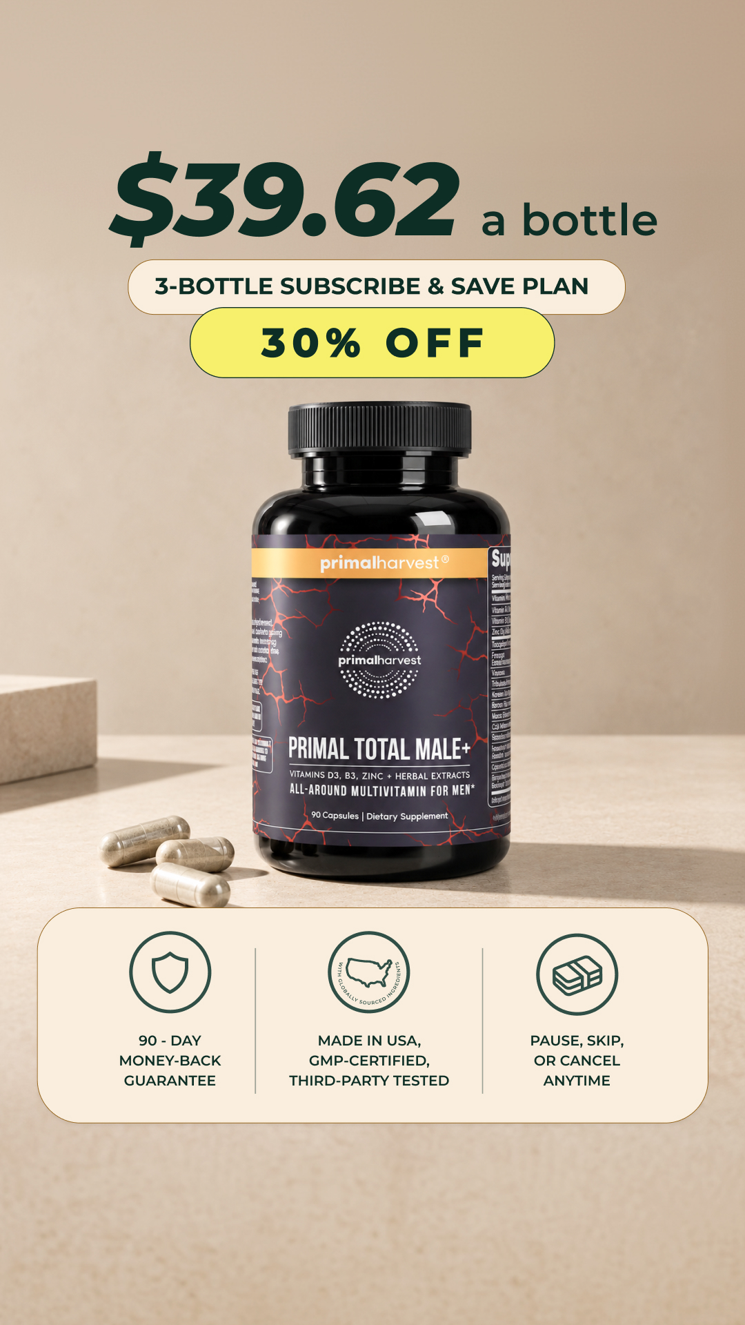Primal Harvest Facebook ad: 30% off your subscription.