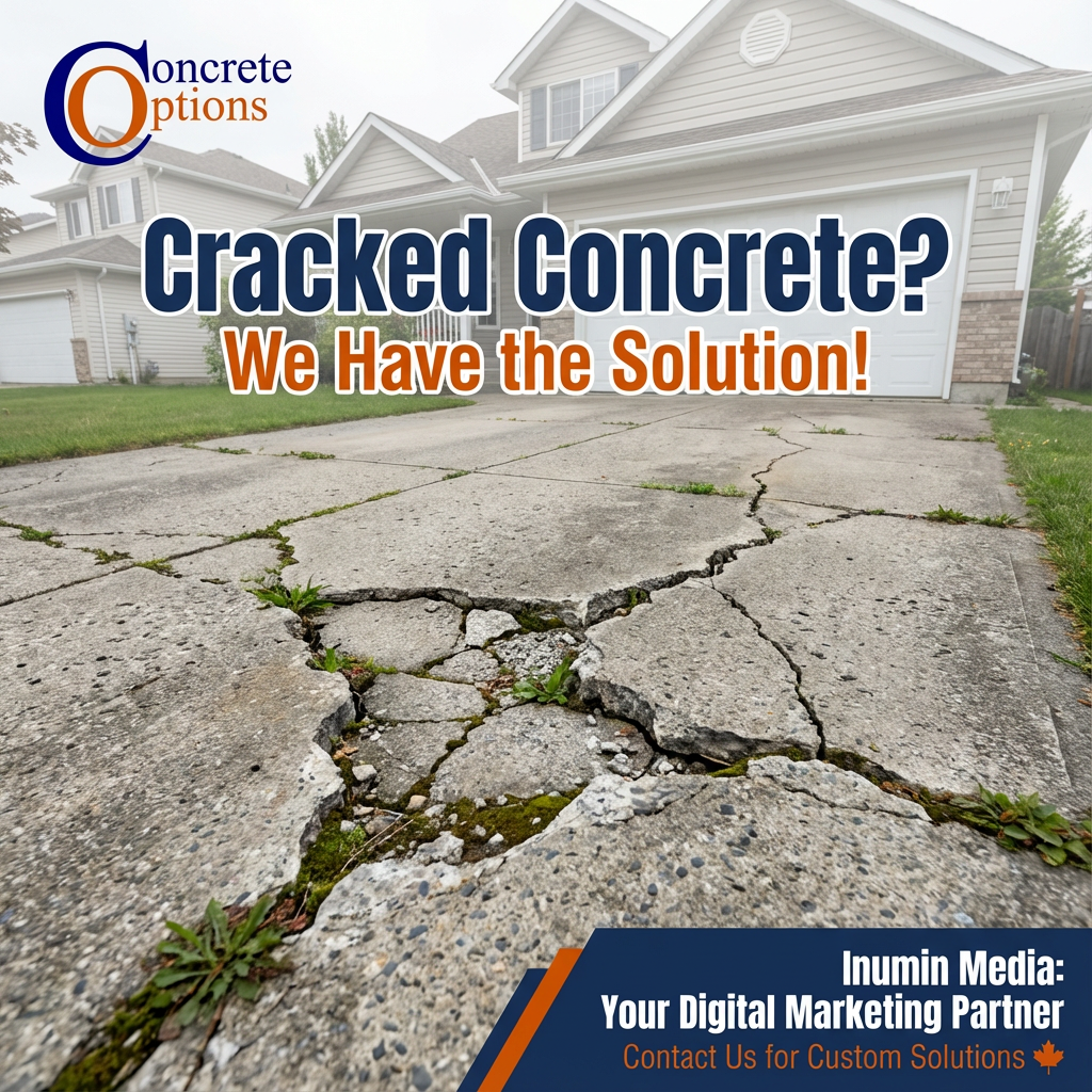 Concrete Options - Rubber Paving & Floor Coatings Facebook ad: Cracked or damaged concrete?
