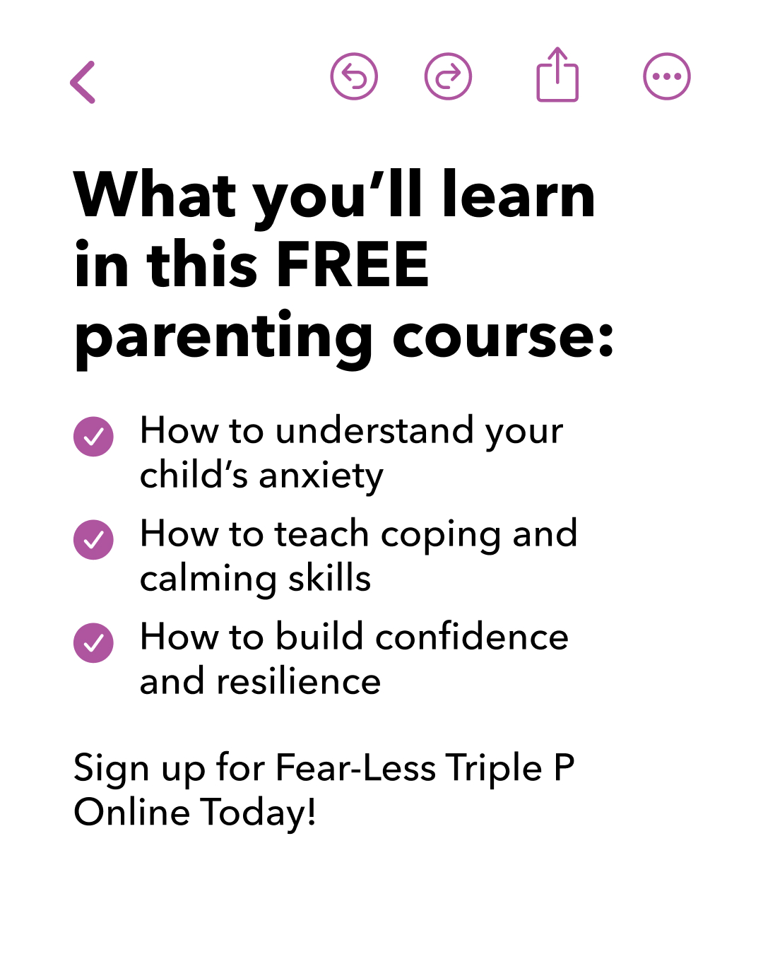 Triple P Facebook ad: FREE evidence-based anxiety program