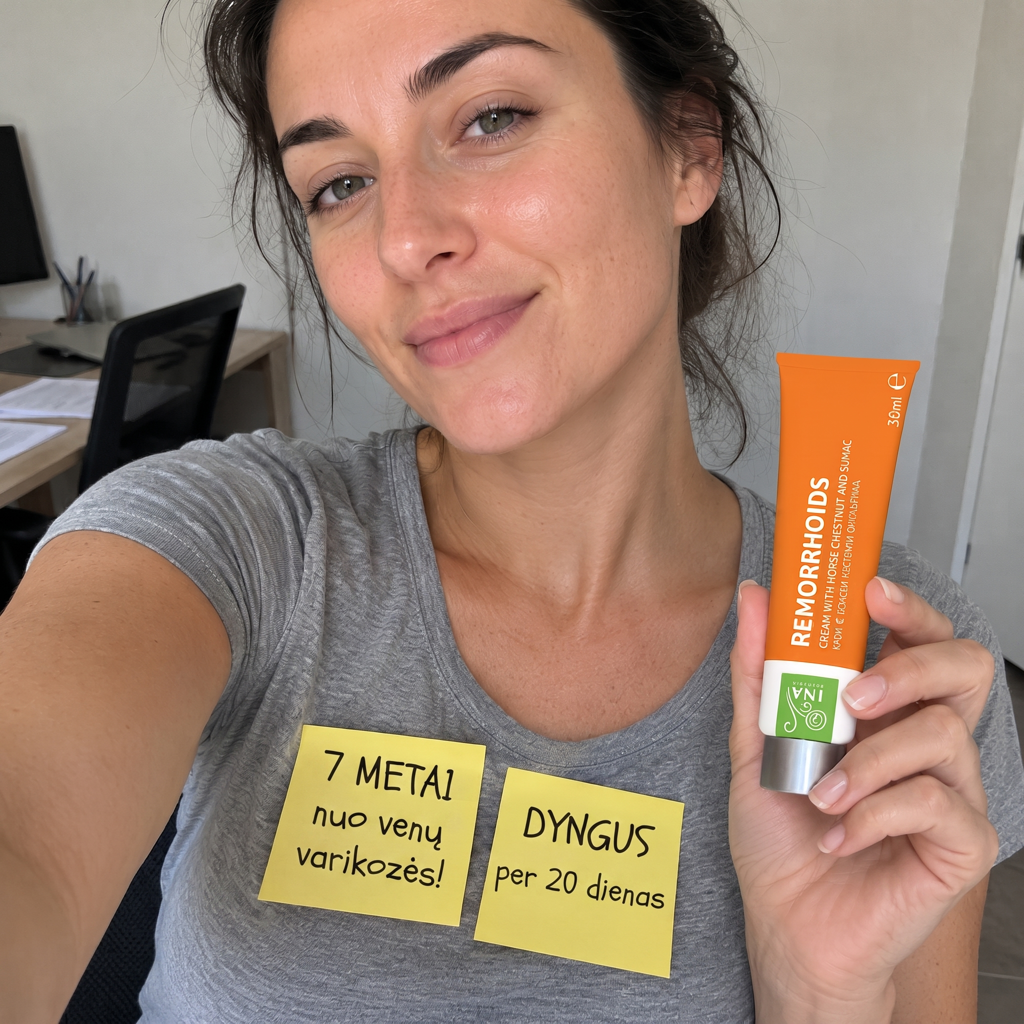 Organinė Kosmetika - InaEssentials.LT Facebook ad: Septyneri metai sunkių kojų. Paskui dvidešimt dienų.