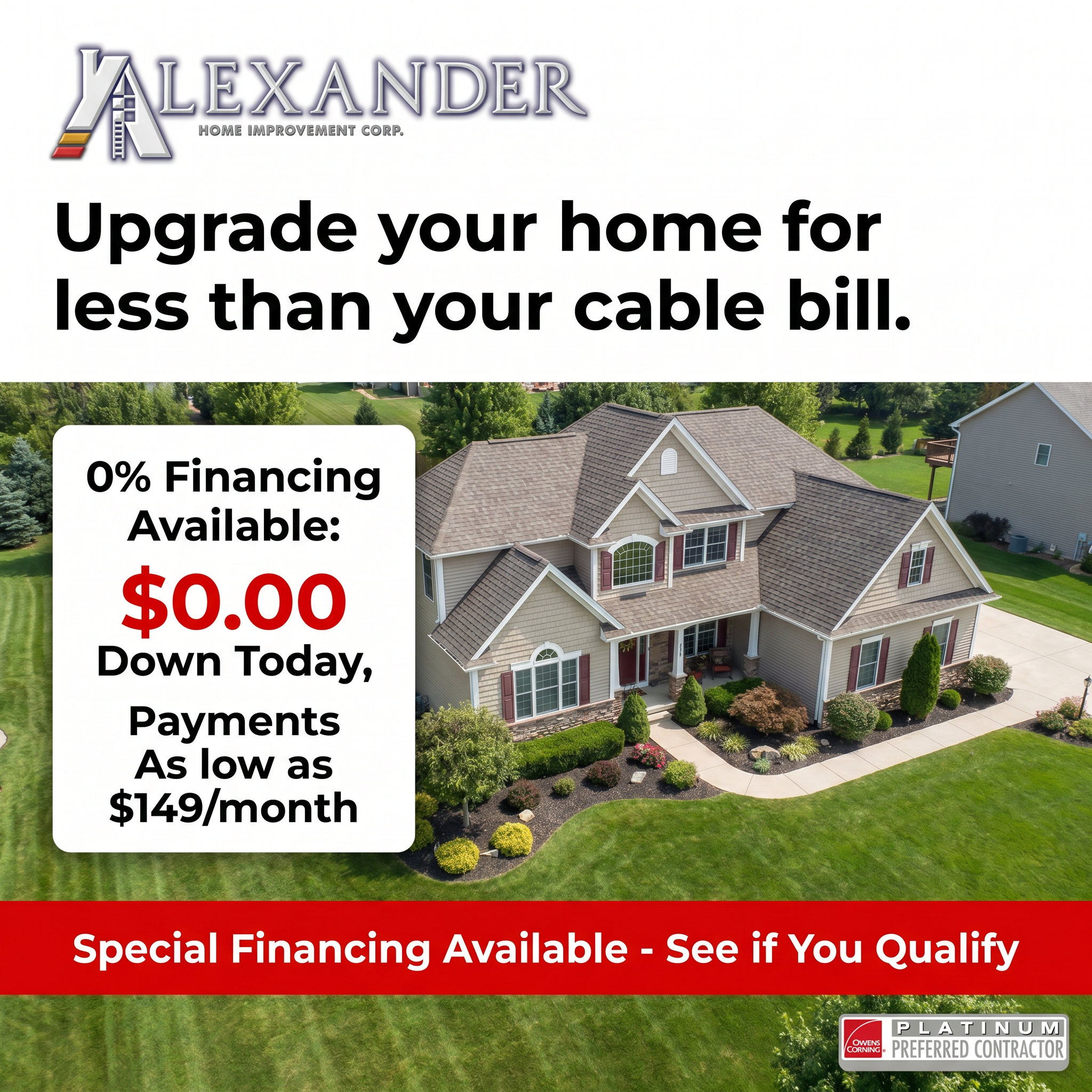 Alexander Home Improvement Corp. Facebook ad