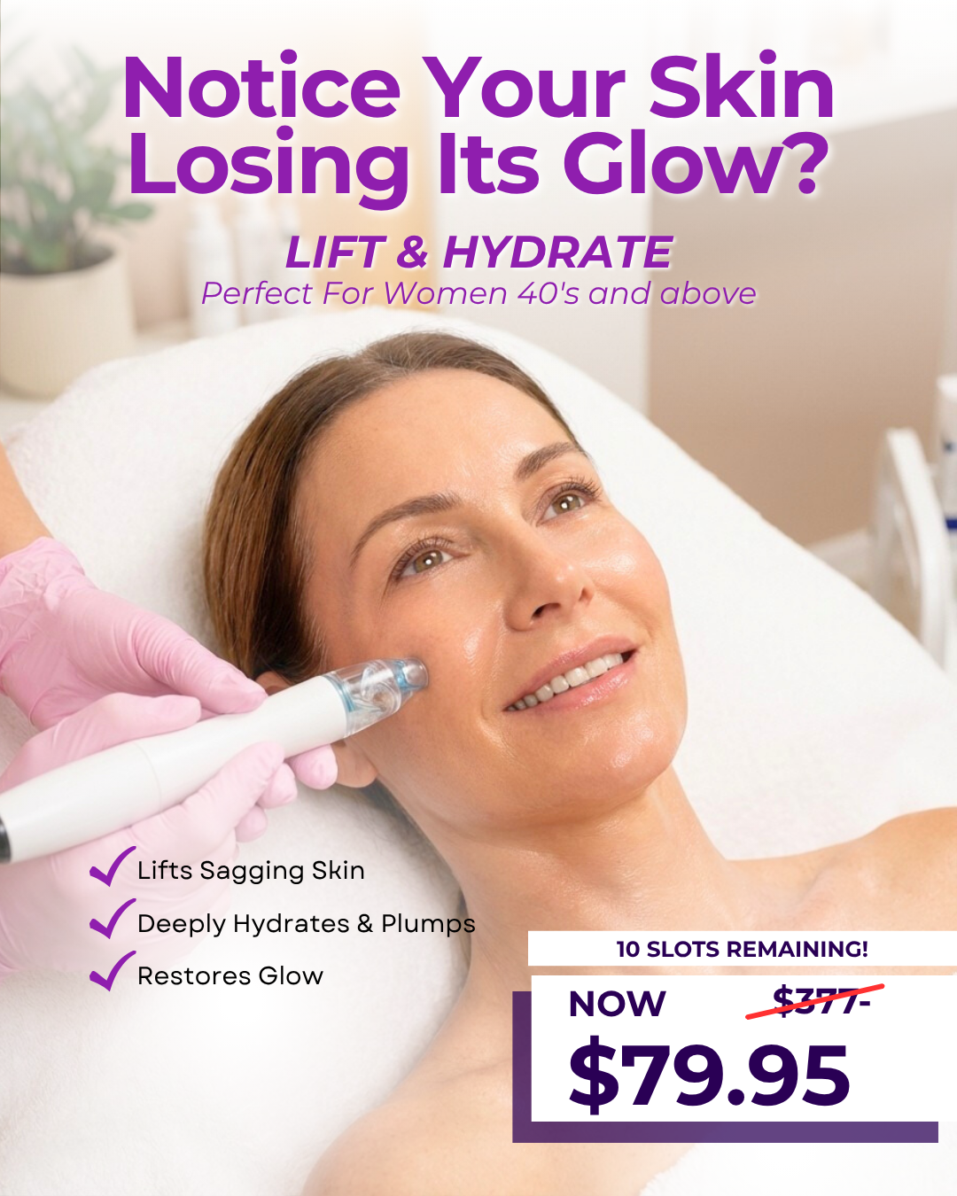 First Touch Beauty Facebook ad: Lift & Hydrate $79.95