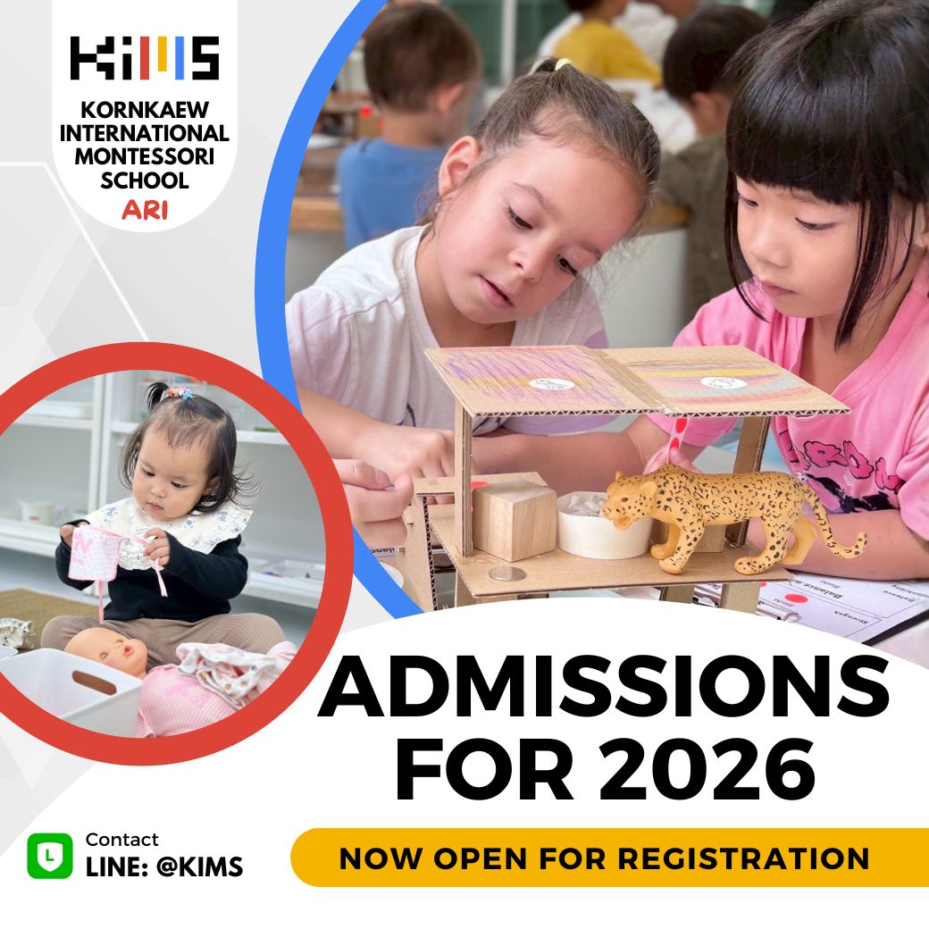 Kornkaew International Montessori School Facebook ad: Admissions for 2026 are now open at Kornkaew…