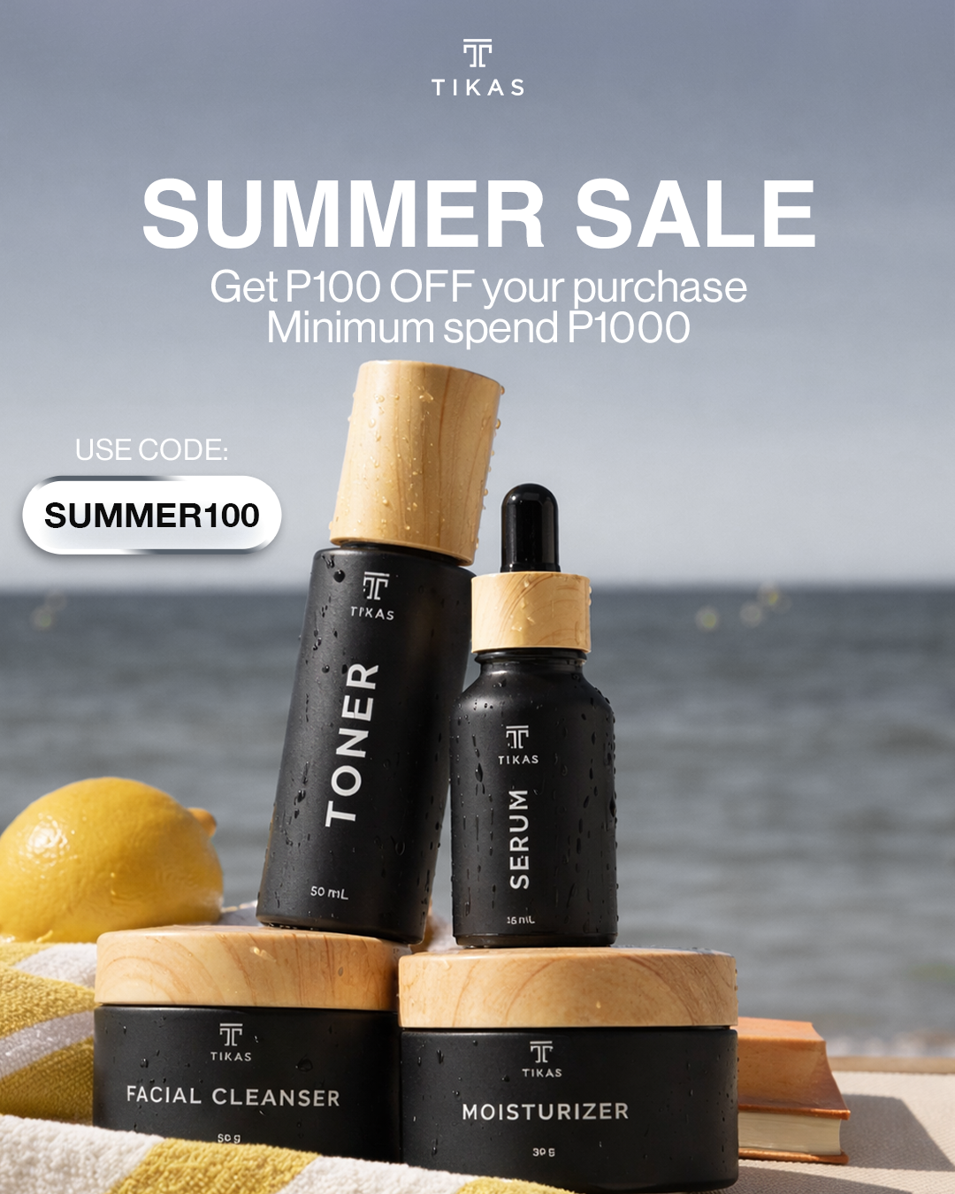 Tikas Facebook ad: USE CODE SUMMER100