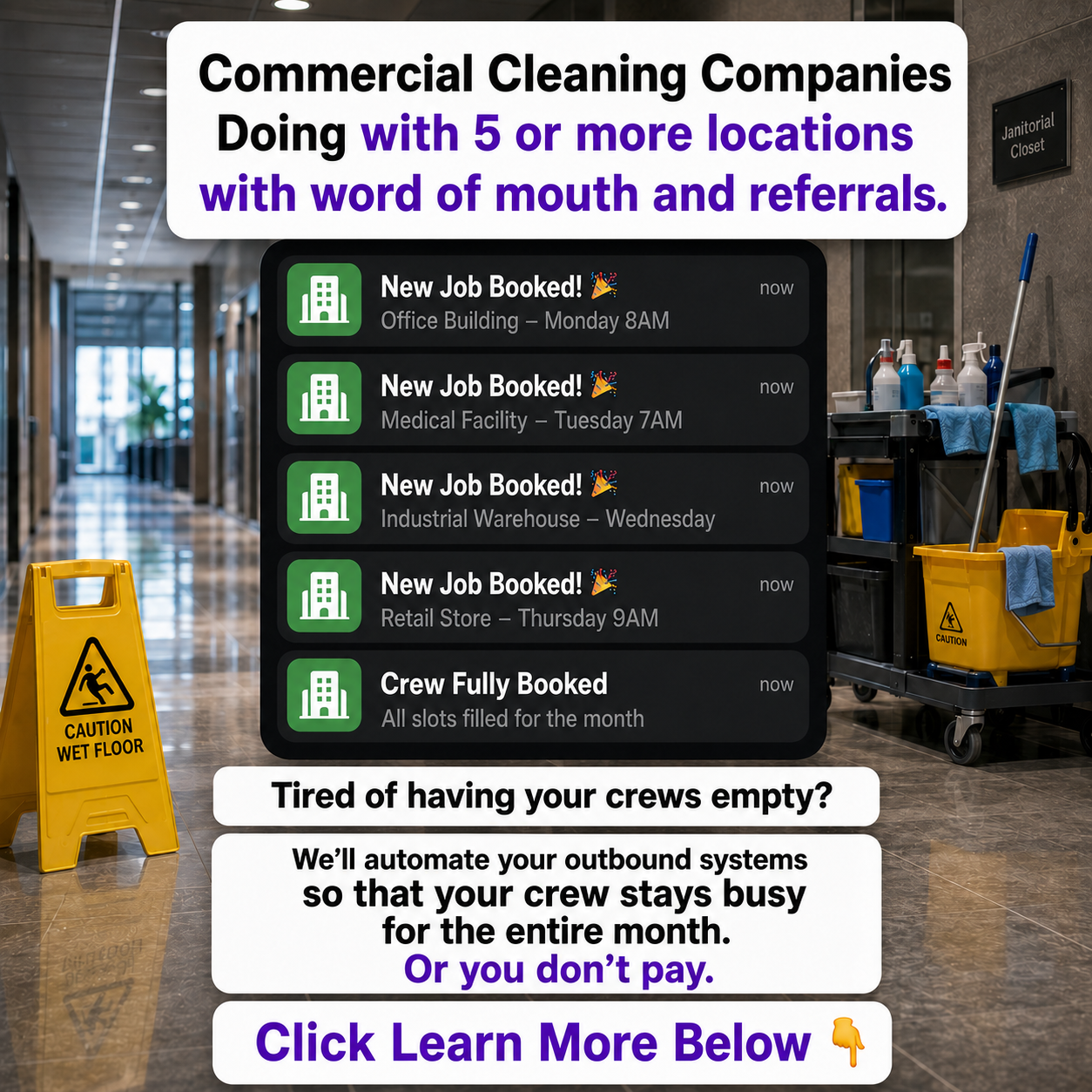 Search Bookings Now Facebook ad: The System Commercial Cleaners Are Using to Sign $50K in…