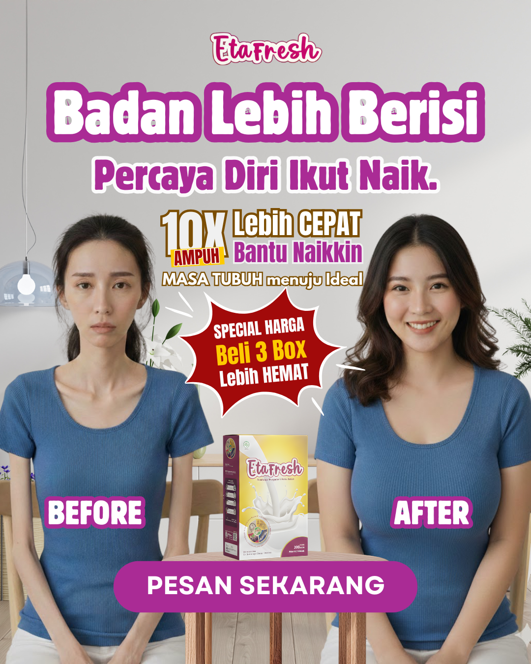 Etafresh Facebook ad: Solusi menaikkan Berat Badan Ideal