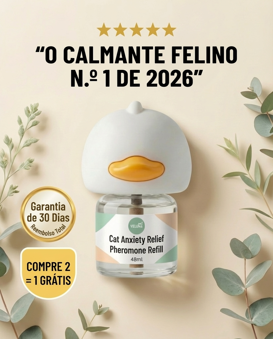 Veluna Facebook ad: Finalmente um gato tranquilo e feliz
