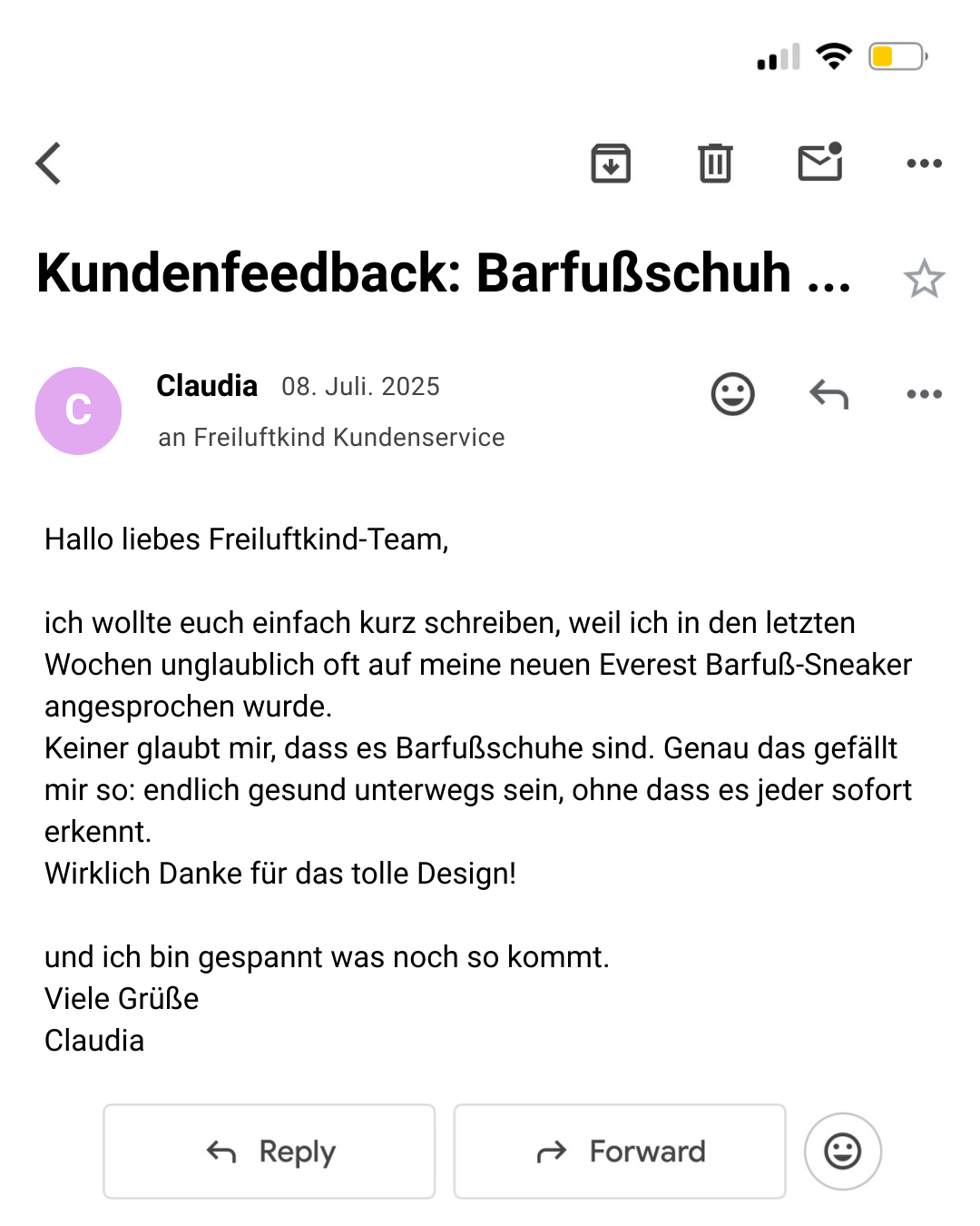 Freiluftkind Facebook ad: Der #1 wasserabweisende Barfußschuh