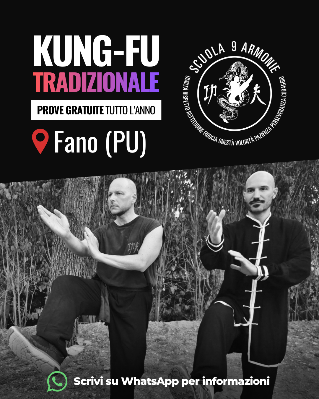 Scuola 9 Armonie Facebook ad: Corsi Kung-Fu Tradizionale a Fano