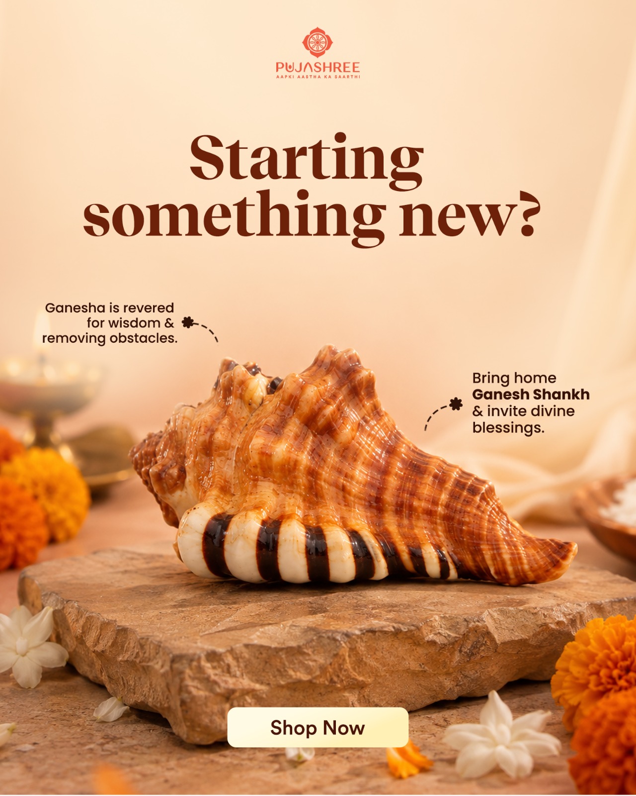 Pujashree Facebook ad: Authentic Vedic Shankhs for Your Pooja