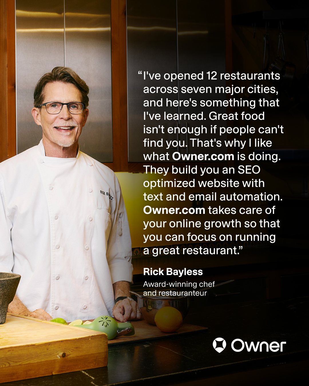 Chef Rick Bayless Facebook ad: Owner.com is the easiest and fastest way to…