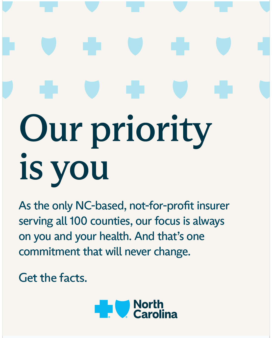 Blue Cross NC Facebook ad: We're here to support your care