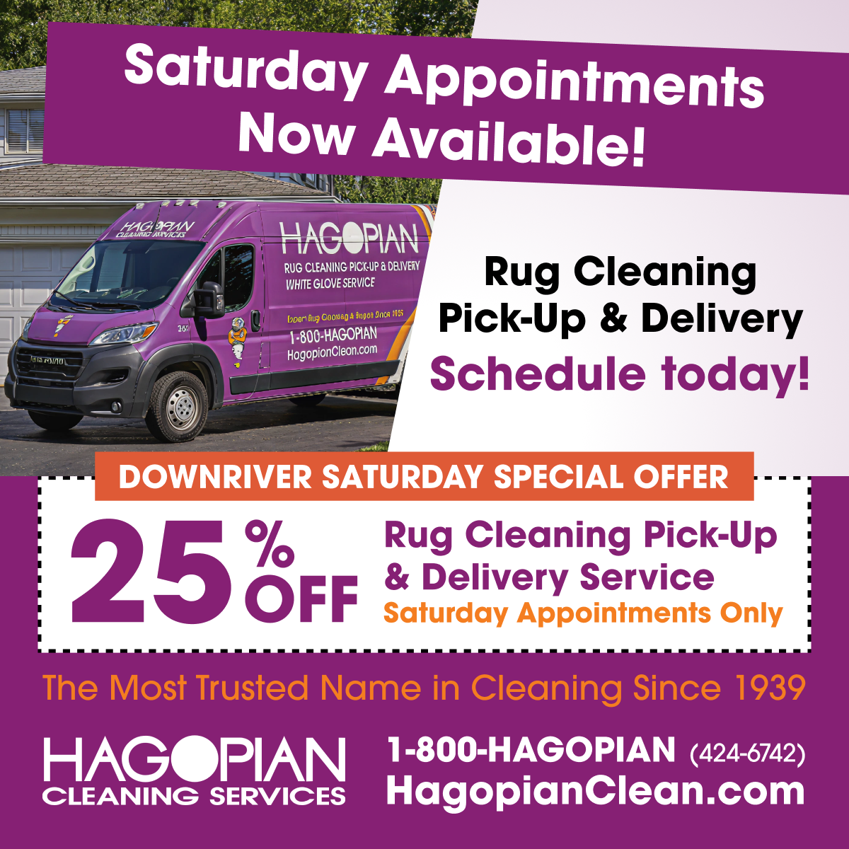 Hagopian Facebook ad: Schedule A Pick-up Online