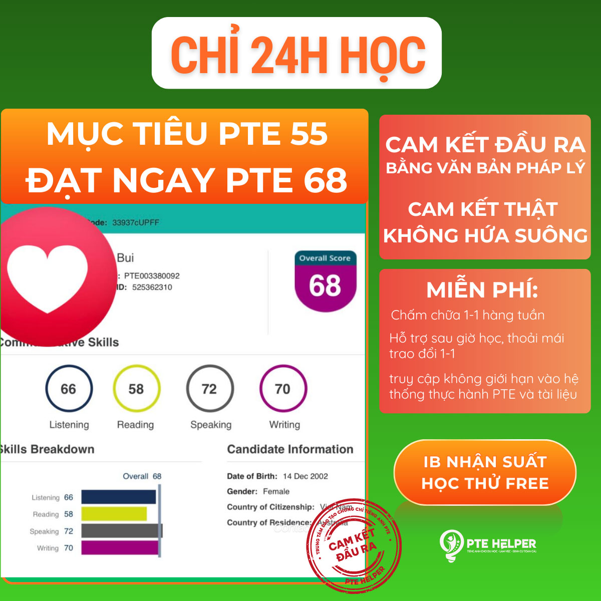 PTE Helper Facebook ad