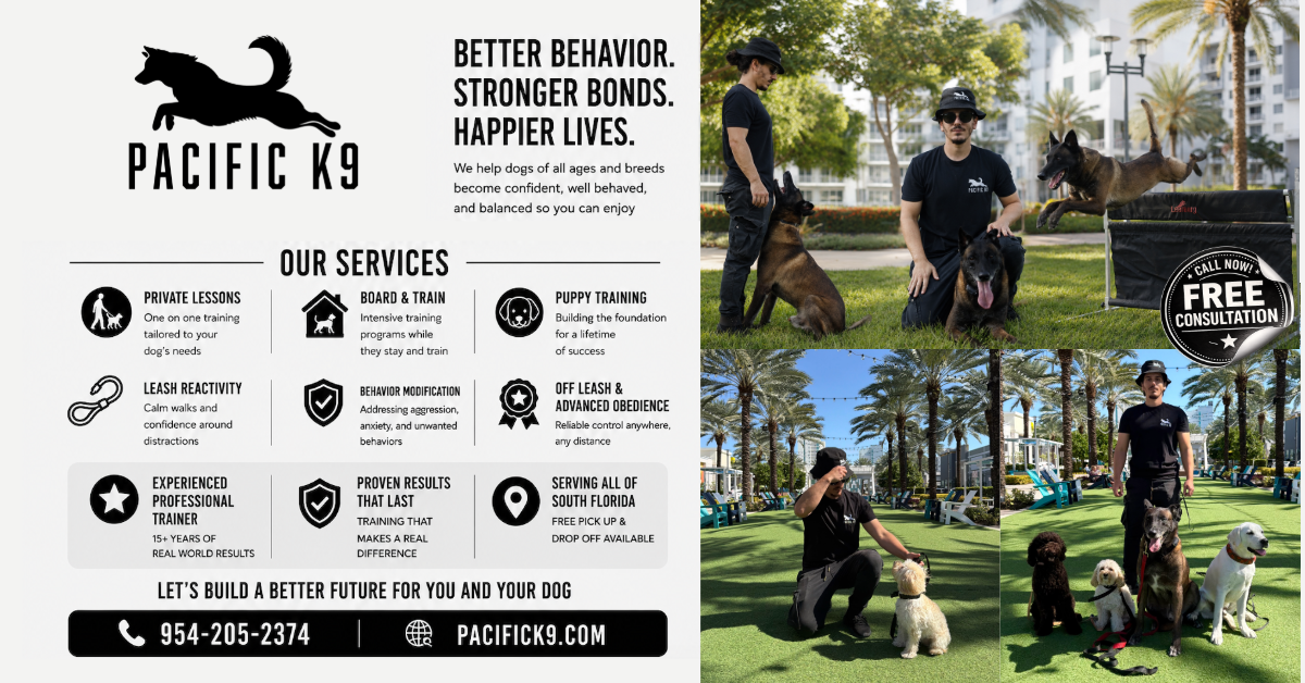 Pacific K9 Facebook ad from Jul 6, 2026