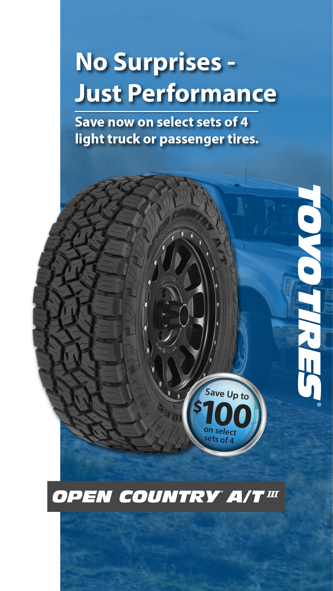 Toyo Tires Canada Facebook ad: Open Country A/T III Eligible for Spring Rebate!