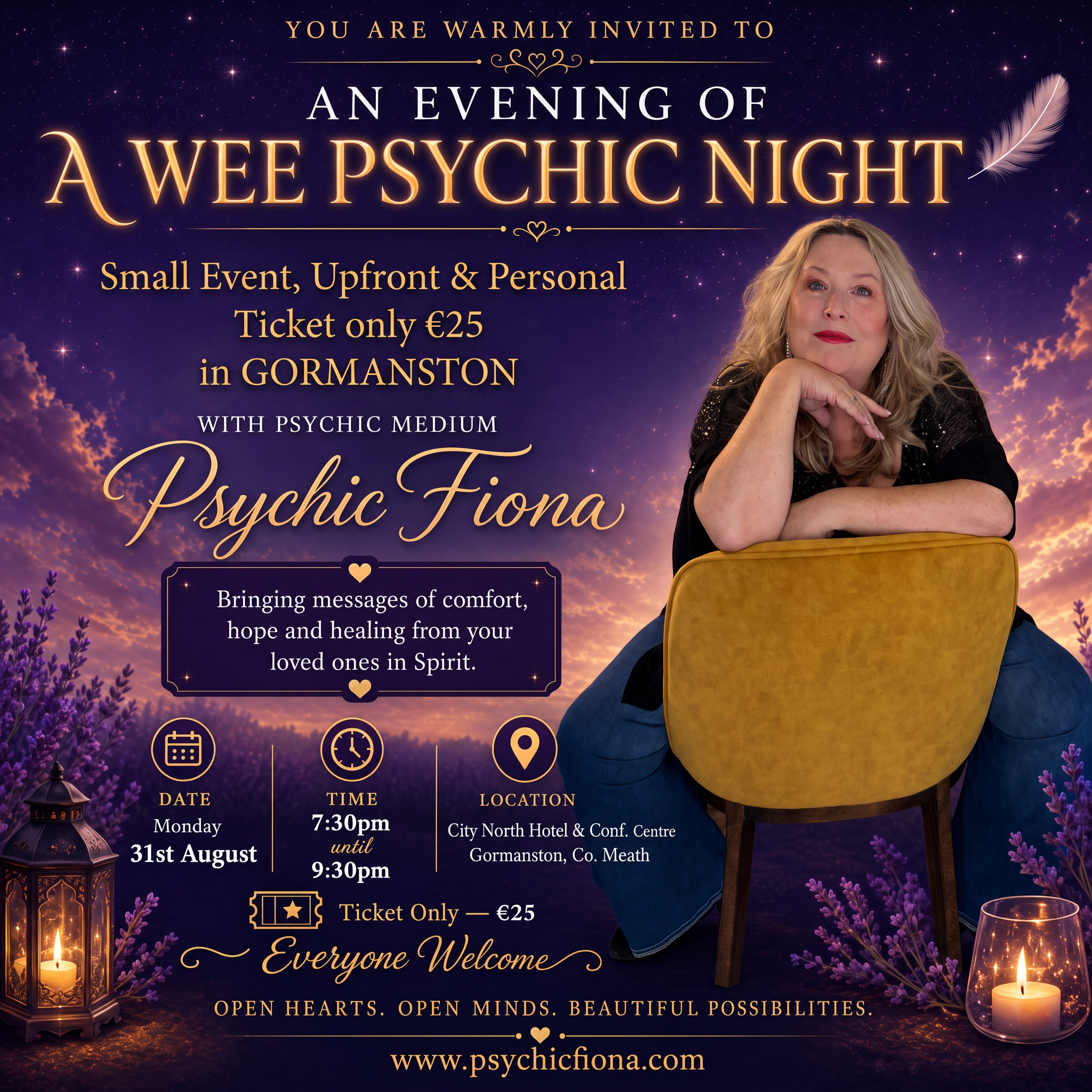 Psychic Fiona Facebook ad: Upfront & Pertsonal