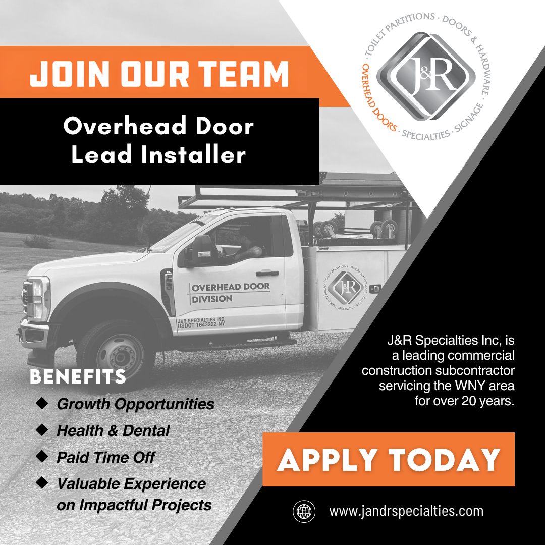 J&R Specialties, Inc. Facebook ad: Now Hiring a Lead Overhead Door Installer!