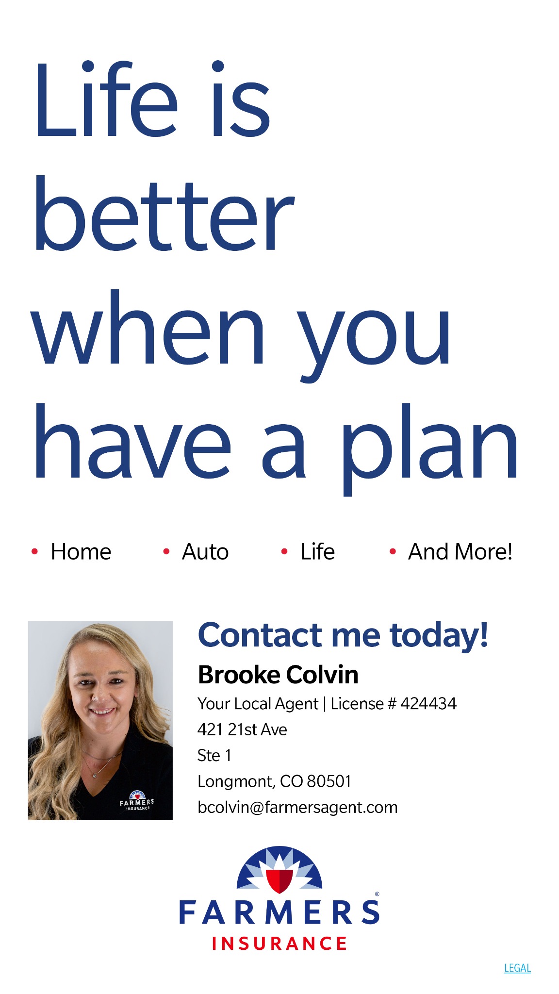 Brooke Colvin Farmers Insurance Facebook ad from Dec 31, 2025