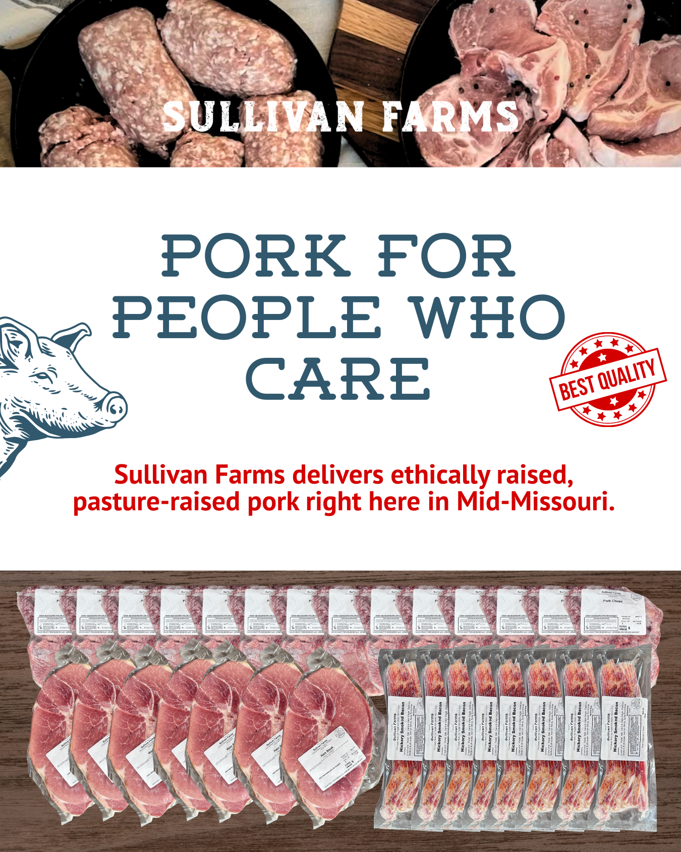Sullivan Farms MO Facebook ad: Buying pork directly from a farm is different…