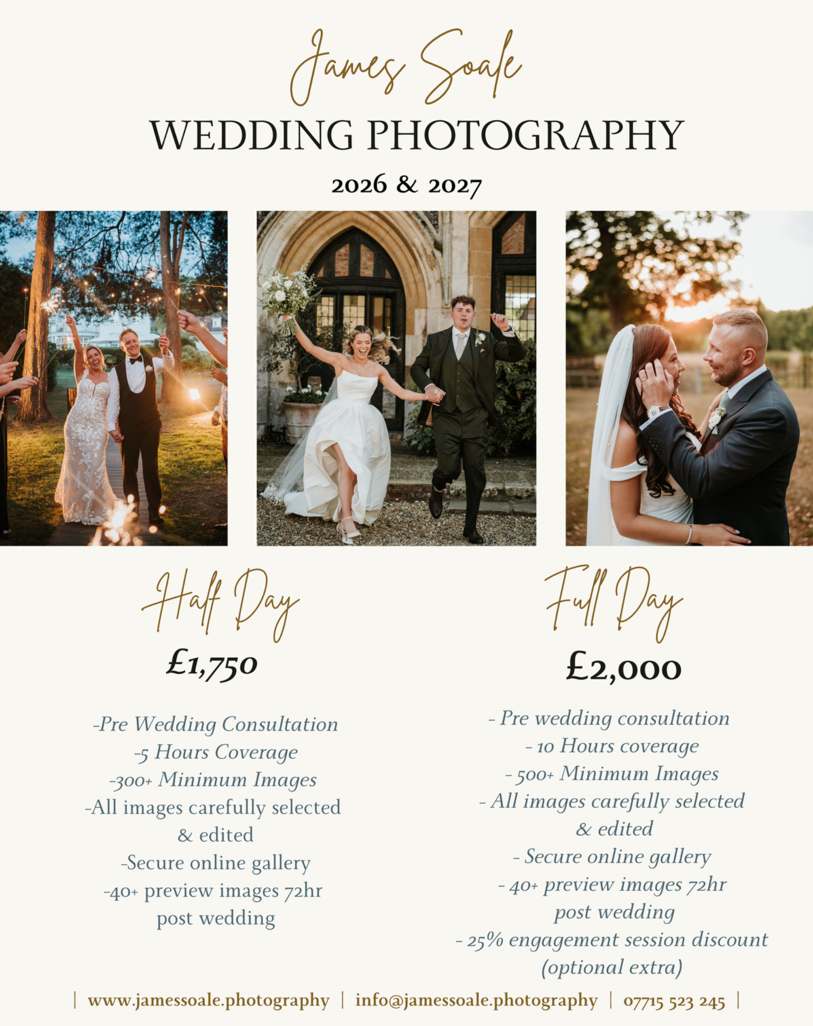 James Soale Photography Facebook ad: 2026 & 2026 Wedding Photography