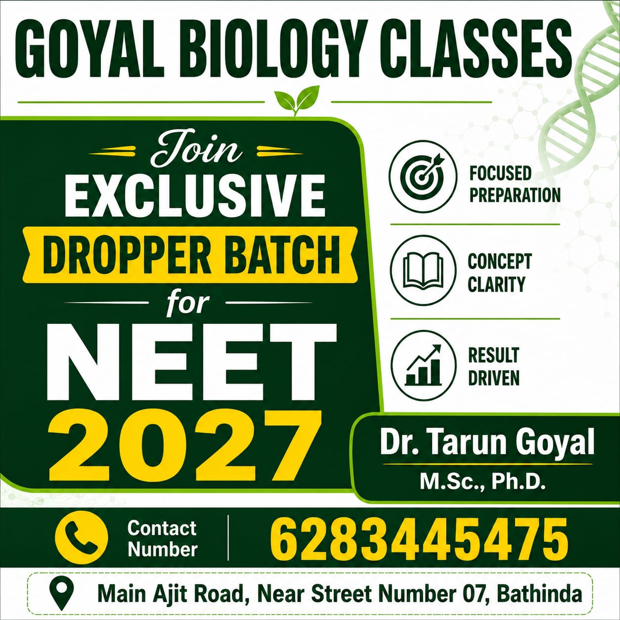 Goyal Biology Classes Facebook ad: Ace NEET 2027 with Our Exclusive Dropper Batch!