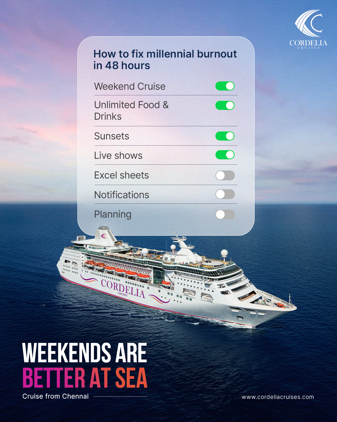 Cordelia Cruises Facebook ad