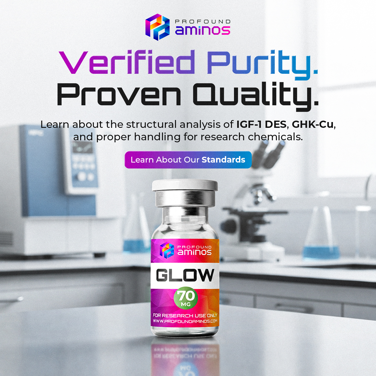 Profound Aminos US Facebook ad: Storage & Solvent Best Practices