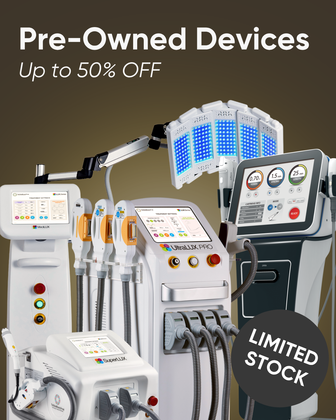 The Global Beauty Group Facebook ad: Certified Pre-Owned IPL Systems for Less