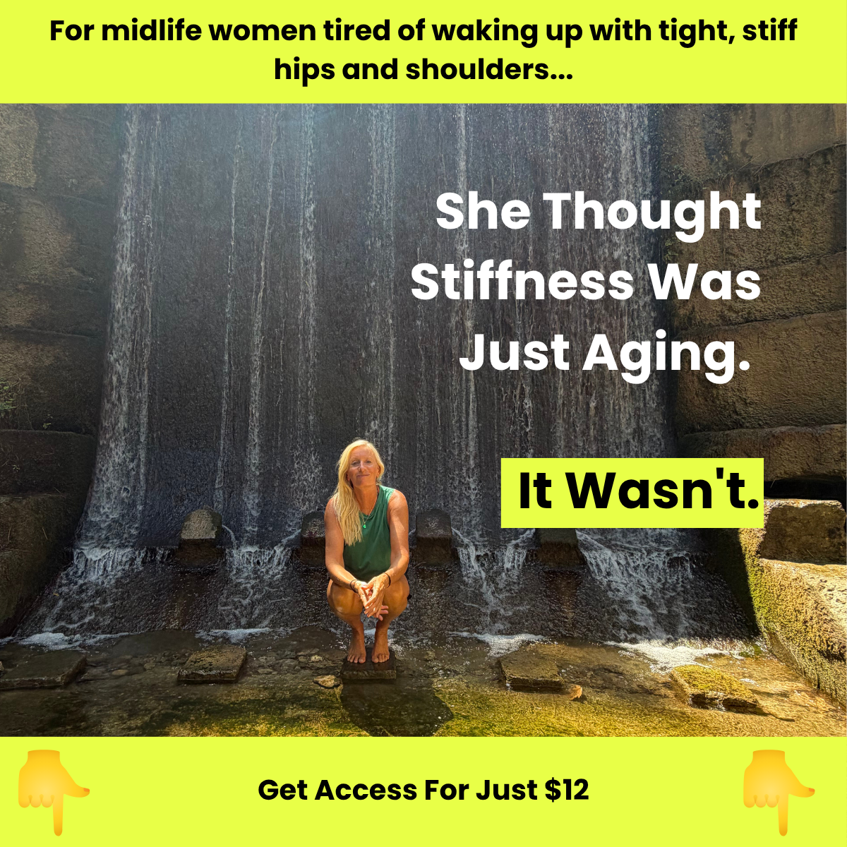 Julie Angel Movement Coach Facebook ad: For Women Tired of Feeling Stiff Only