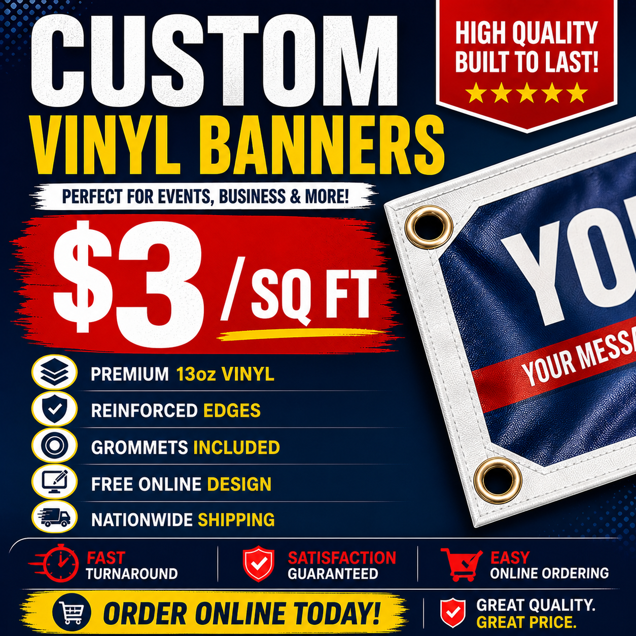 Gogobanner Facebook ad: Custom Vinyl Banners