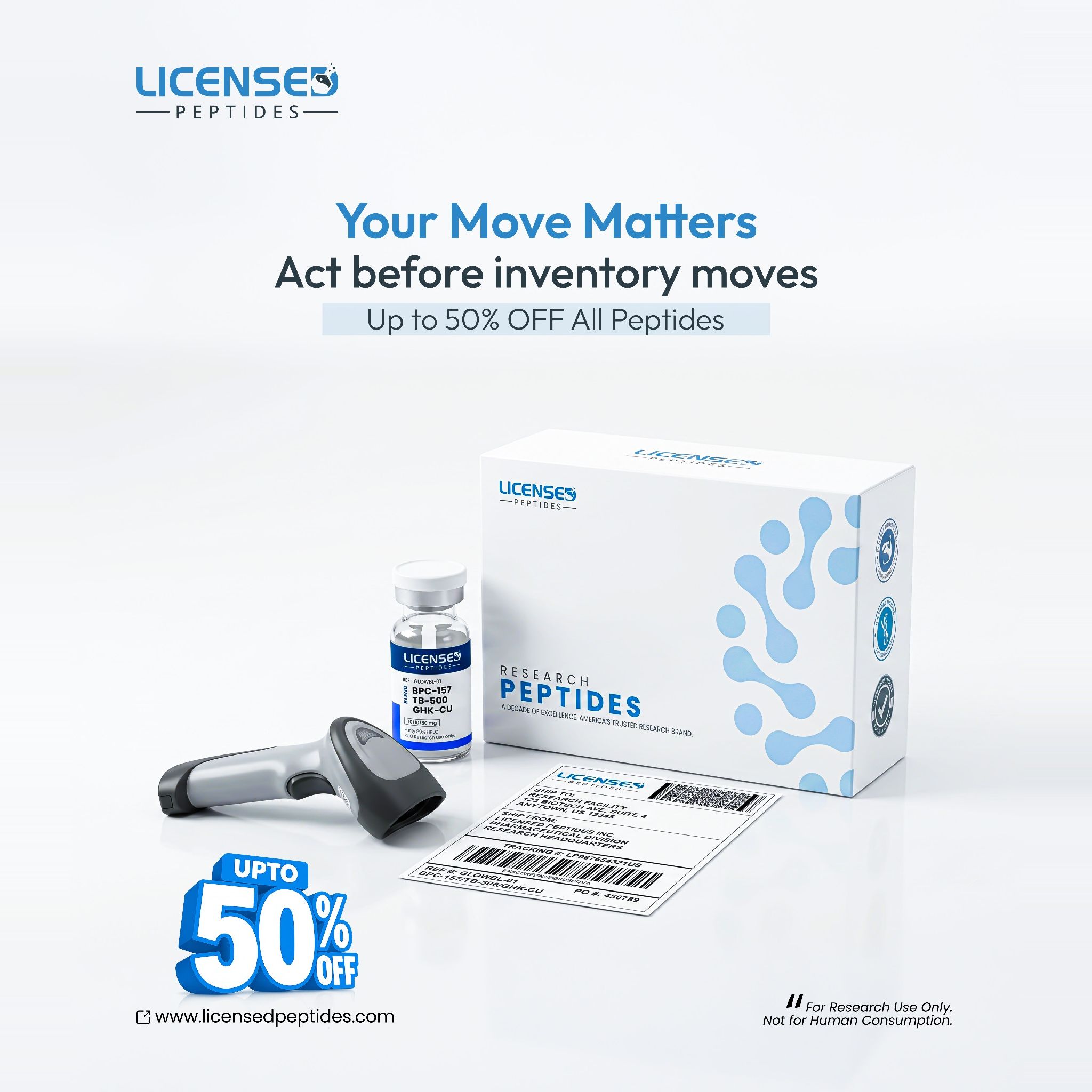 Licensed Peptides Research Updates Facebook ad