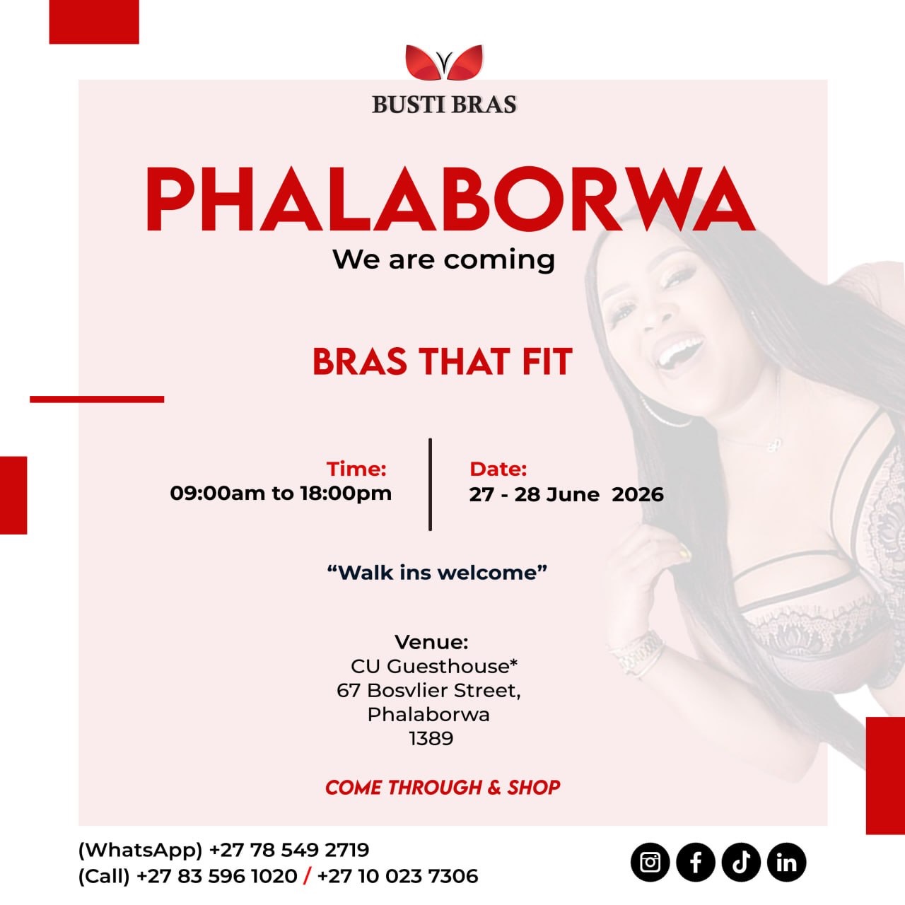 Busti Bras - Bra Boutique Facebook ad: BustiBras Pop-Up · Phalaborwa