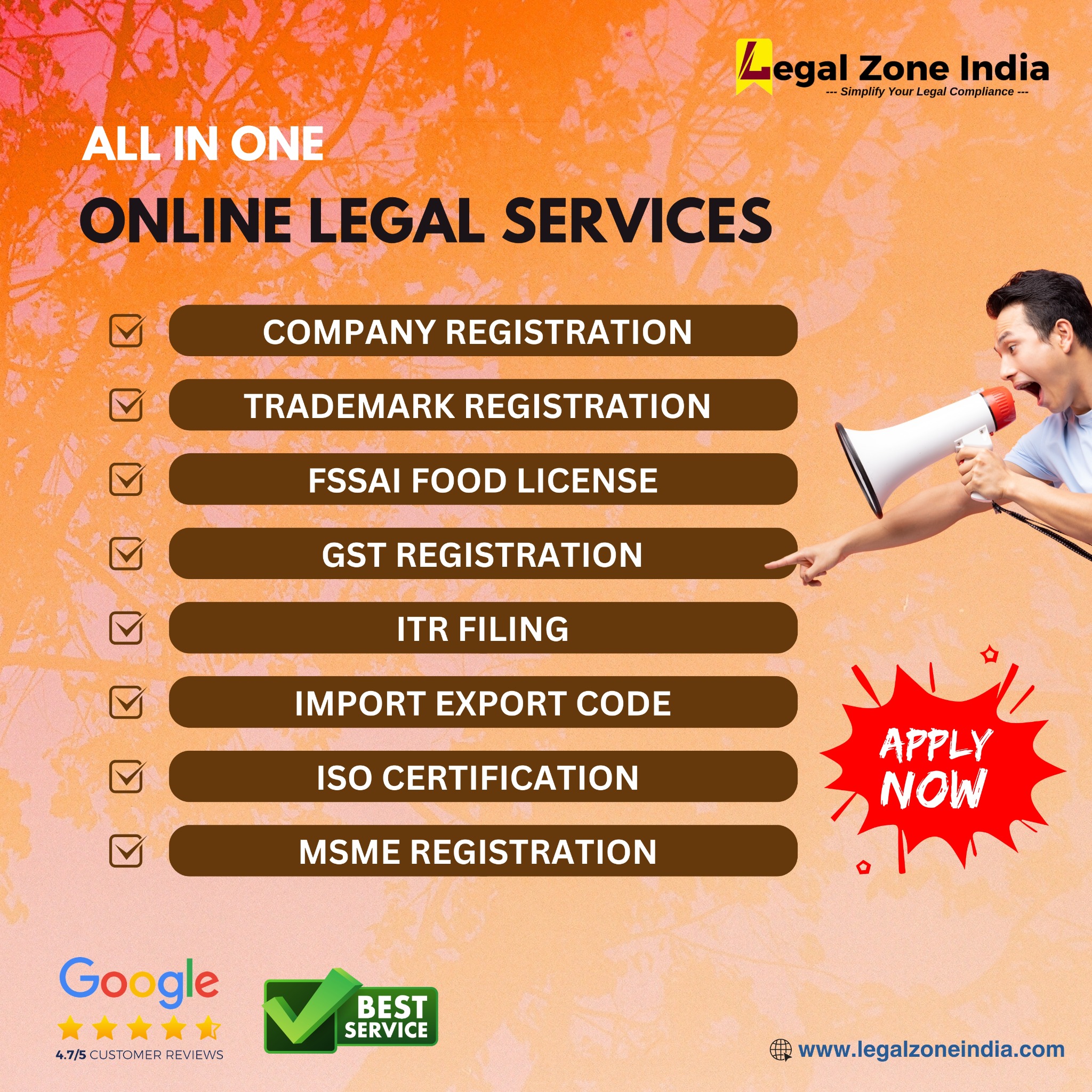 Legal Zone India Facebook ad: One Stop Solution for Business Registration
