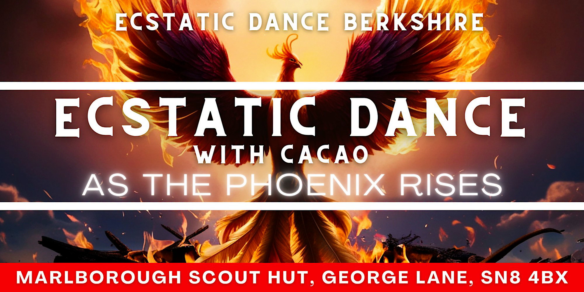 Just BE Sound and Movement Therapy Facebook ad: Marlborough Ecstatic Dance & Cacao: As The Phoenix Rises