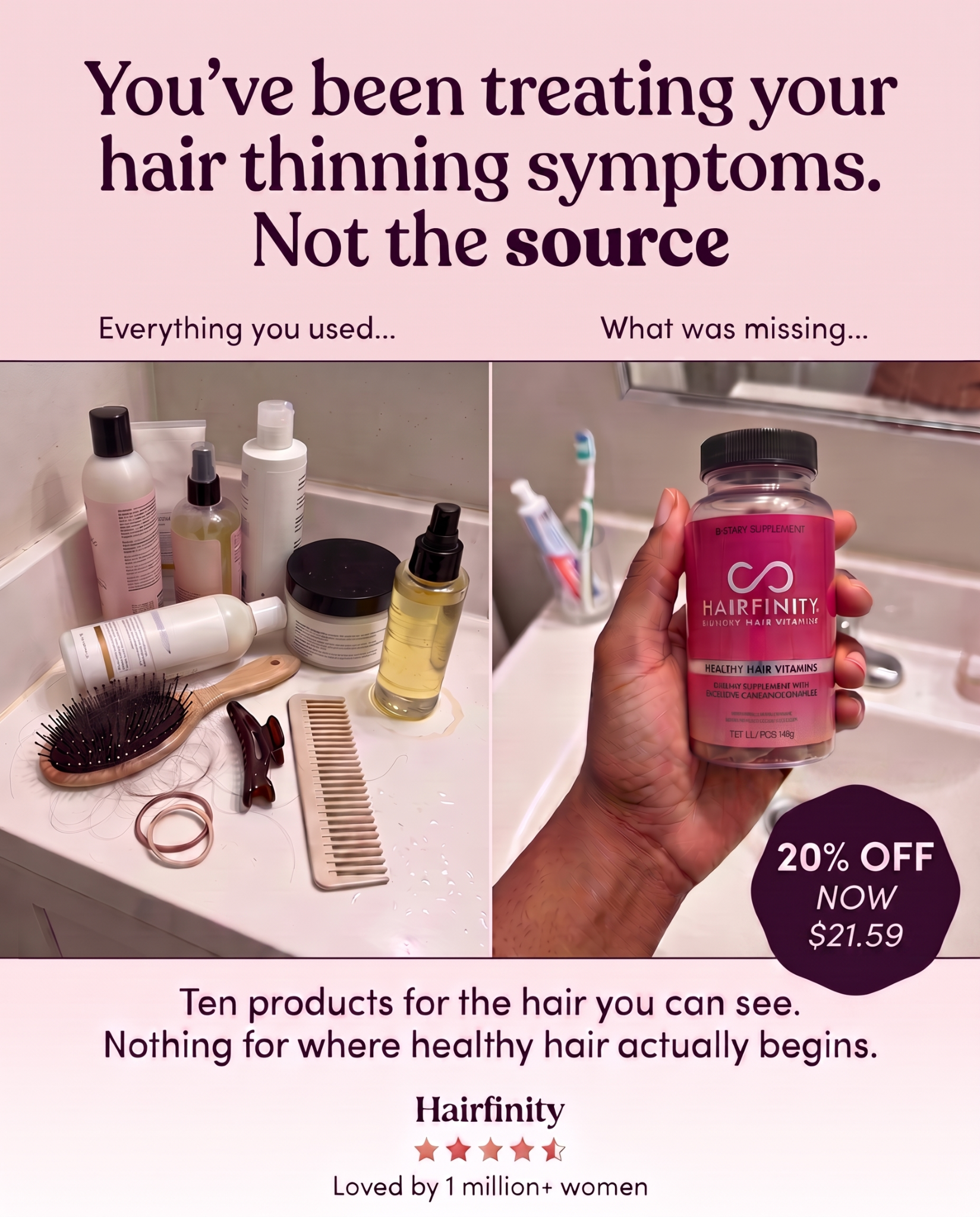 Hairfinity Facebook ad from Aug 7, 2026