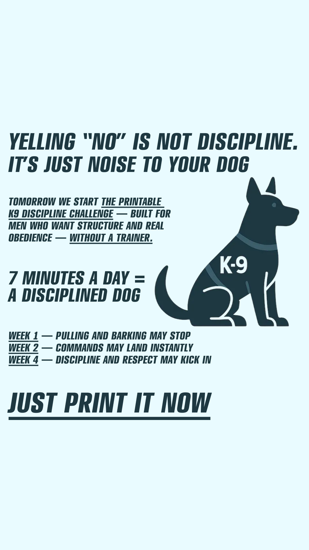 Caleb Harrison Facebook ad: Start K9 Discipline Challenge