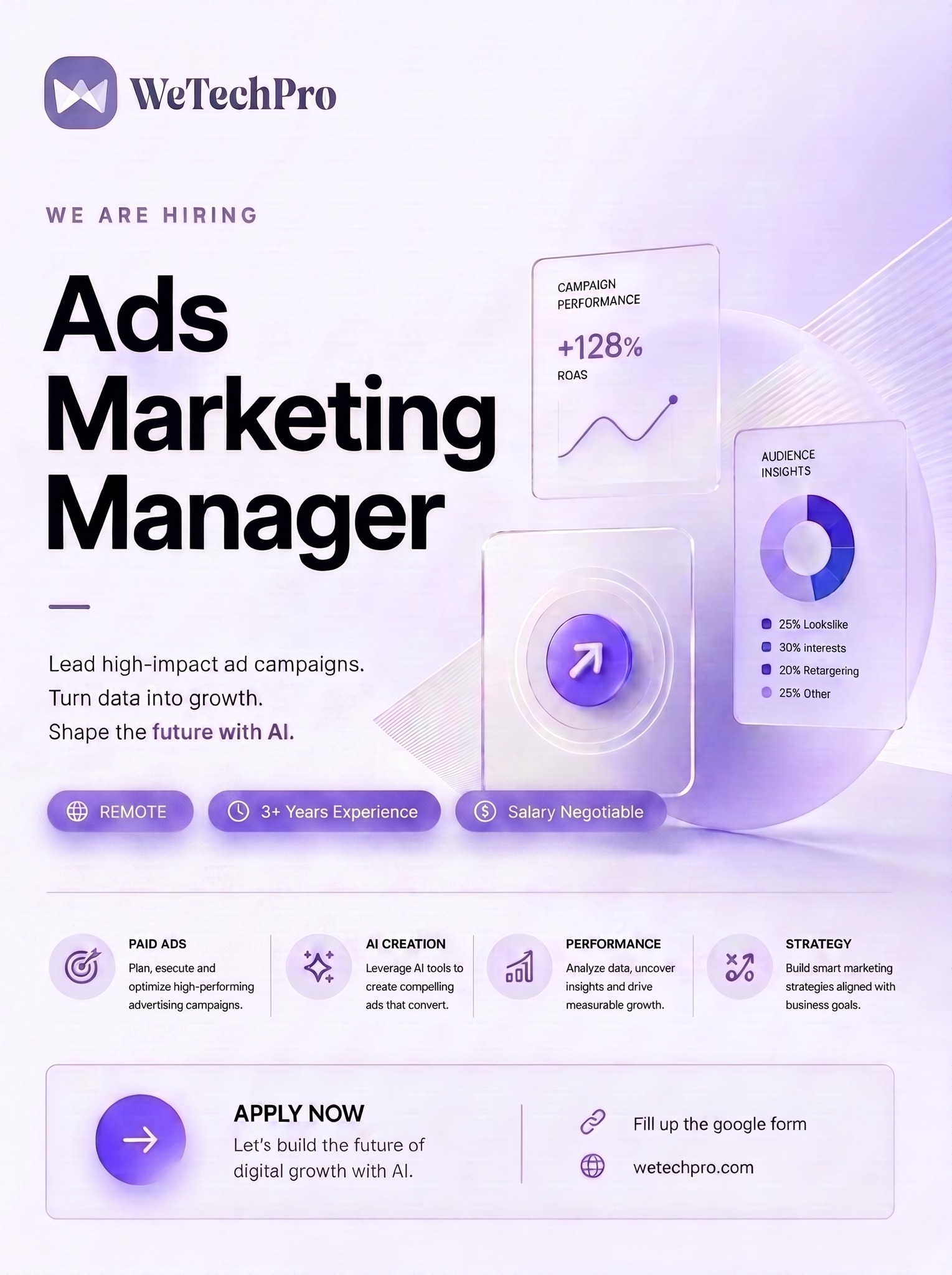 πeπeπhπrπ¨ Facebook ad: We're Hiring: Ads Marketing Manager (Remote)