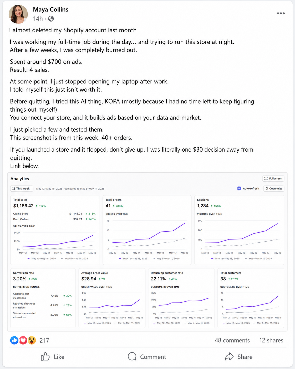 kopa.ai Facebook ad