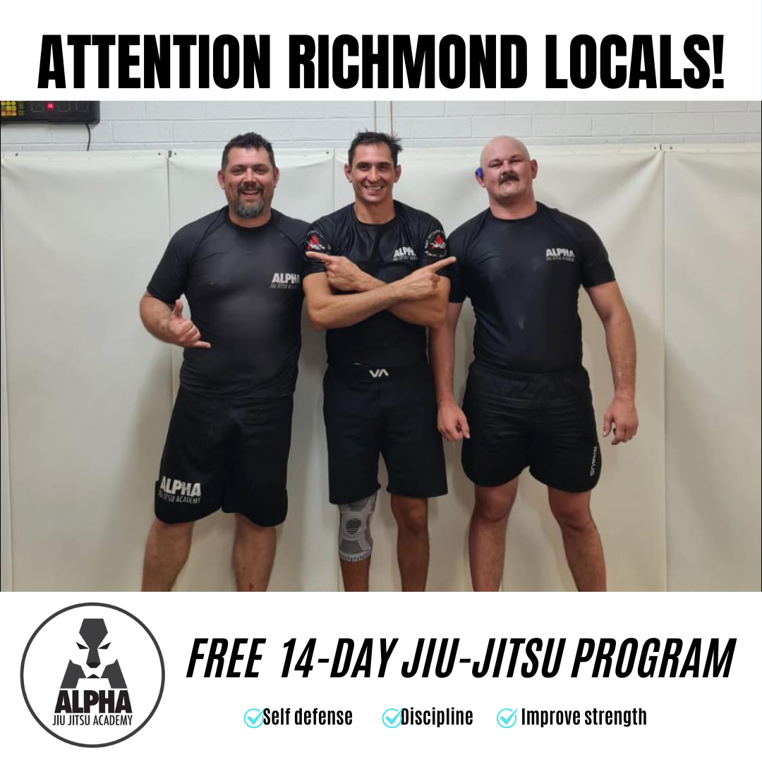 Alpha Jiu Jitsu Academy Richmond Facebook ad: FREE 14 DAYS JIU-JITSU PROGRAM
