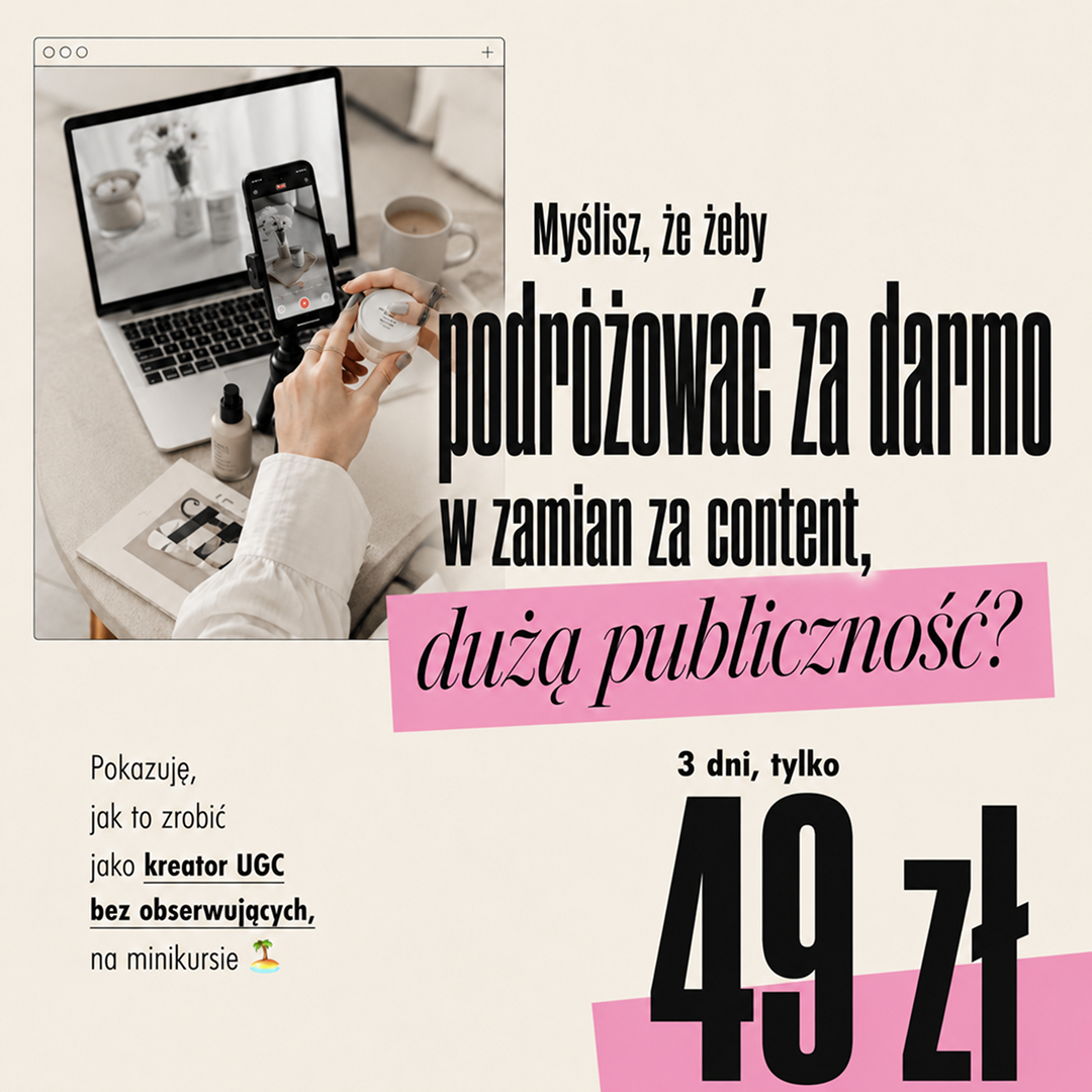 Weronika Uszko Facebook ad: 3-dniowy mini-kurs online o UGC
