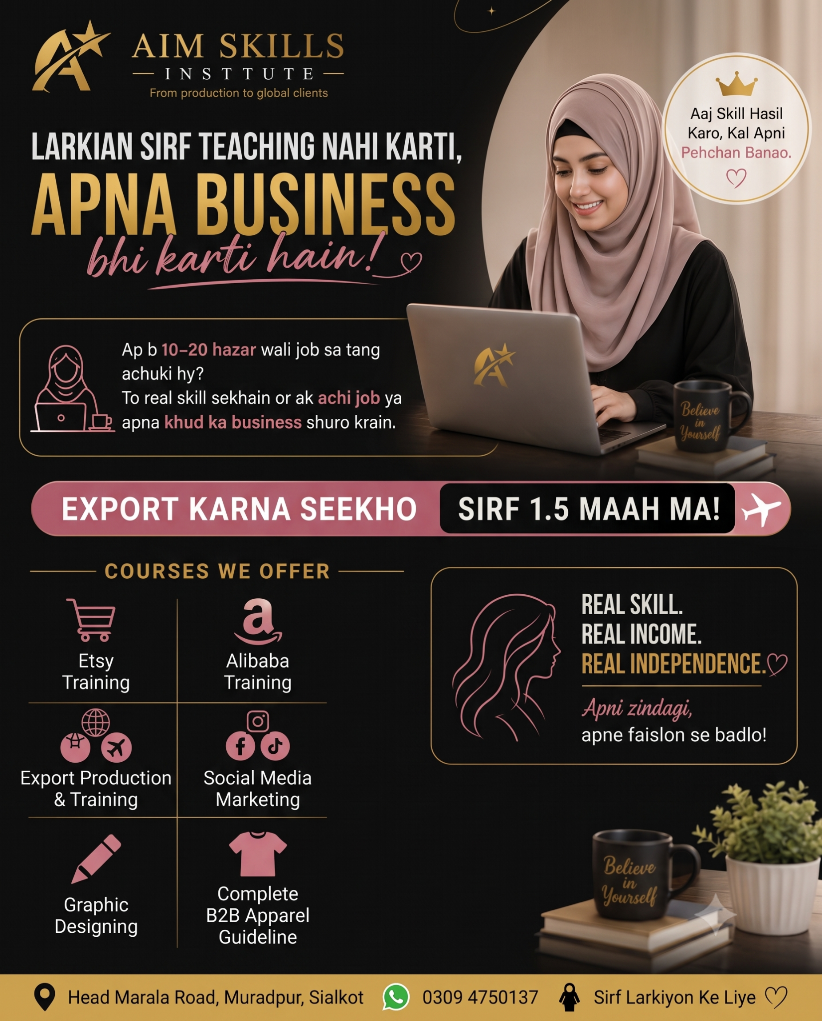 aimskillinstitute Facebook ad: Enroll Today & Start Your Export Journey