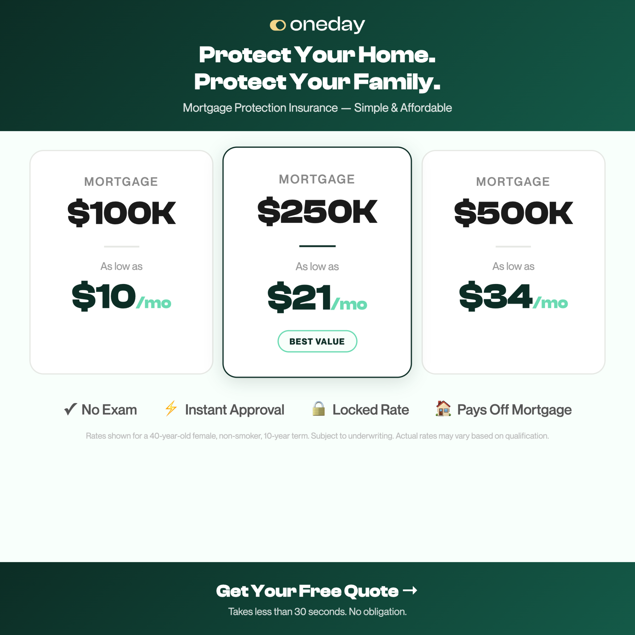 Oneday Insurance Facebook ad