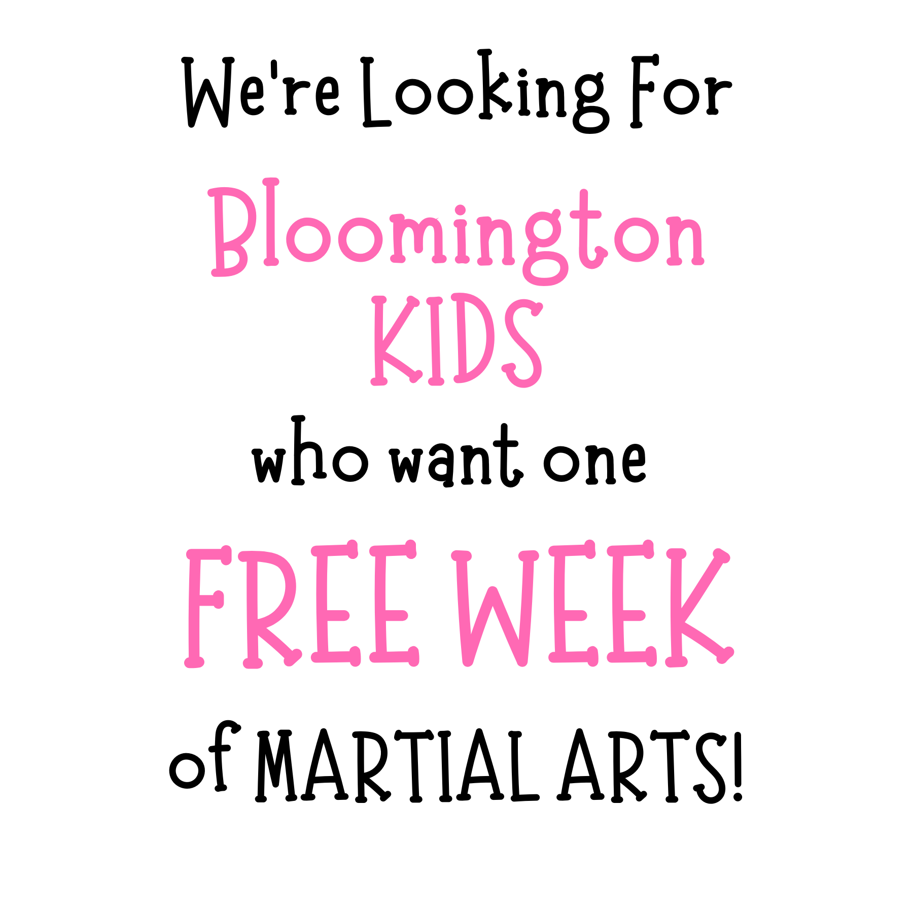 Fusion Martial Arts Bloomington Facebook ad: 𝗞𝗜𝗗𝗦 𝐅𝐑𝐄𝐄 𝟕 𝐃𝐀𝐘 𝐕𝐈𝐏 𝐏𝐀𝐒𝐒!