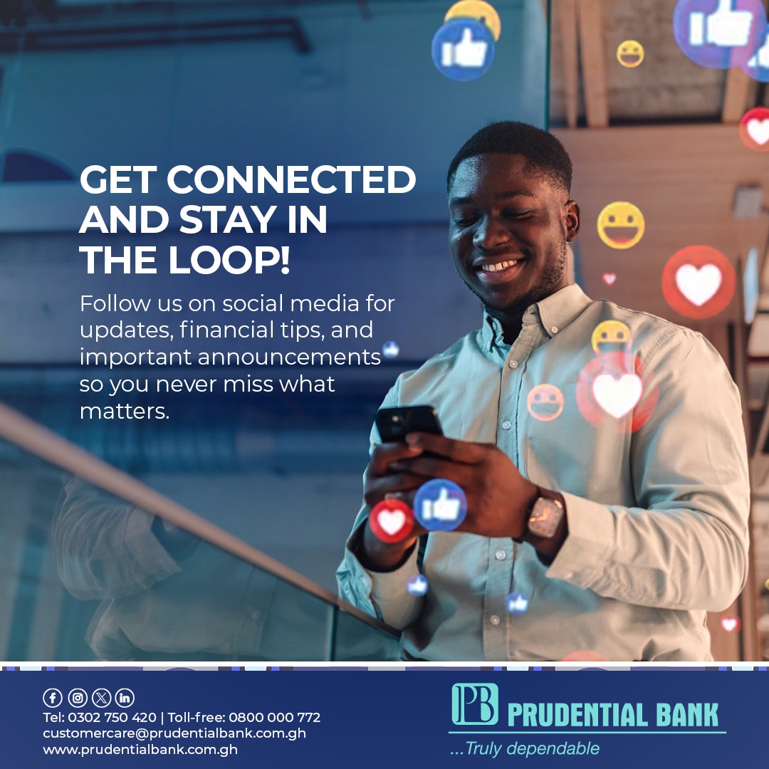 Prudential Bank Ghana Facebook ad: Follow Us Today for the latest content on…