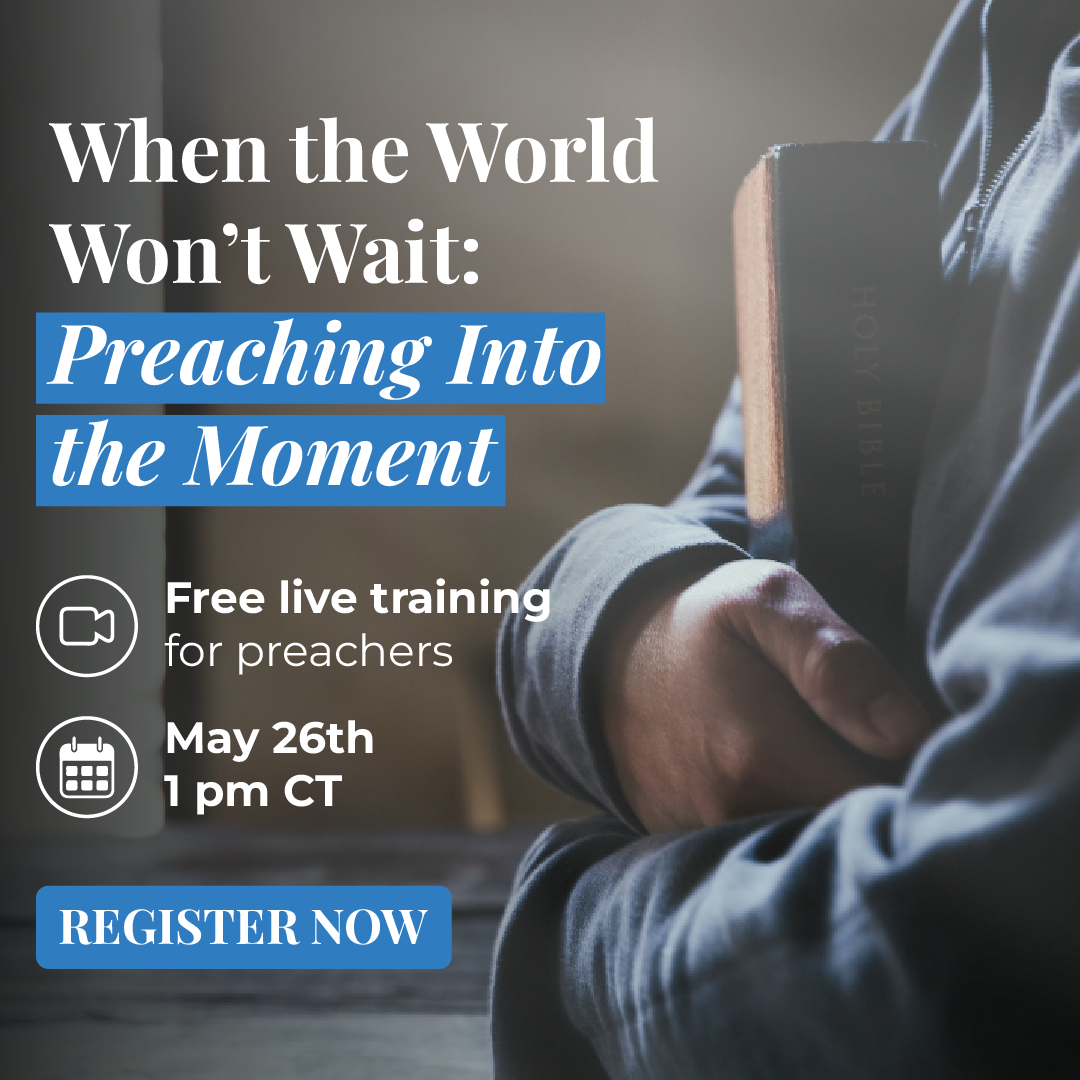 Backstory Preaching Facebook ad: When the World Won’t Wait - Free session for preachers