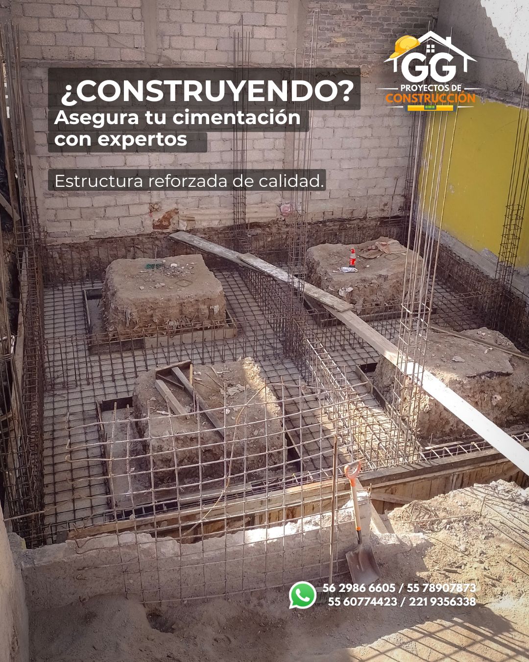GG Proyectos de Construcción Facebook ad: Hacemos cimentaciones, excavaciones y estructuras.