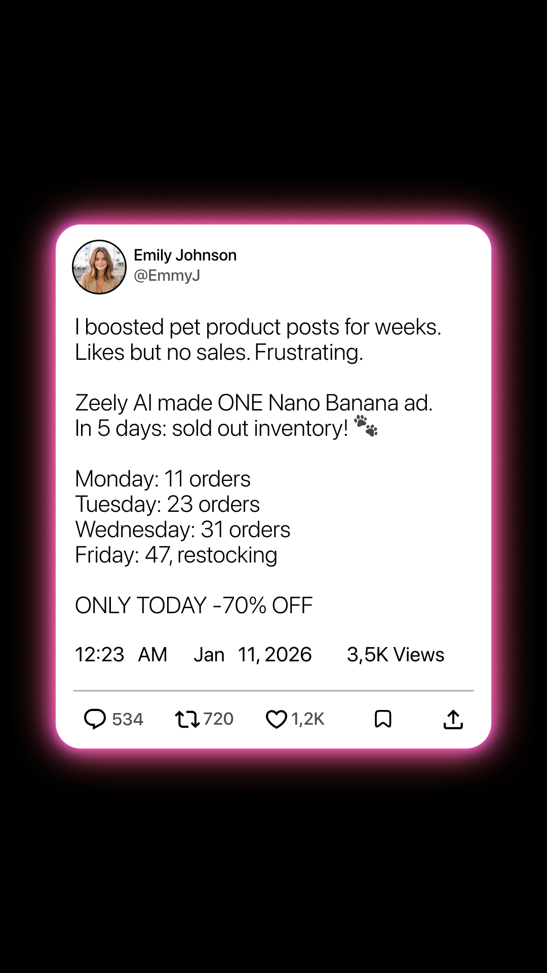 Zeely Facebook ad