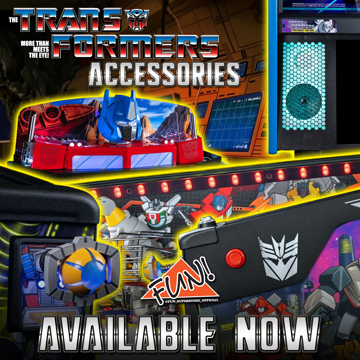 FUN! Billiards and Gameroom Superstore Facebook ad: Stern Pinball TRANSFORMERS Accessories